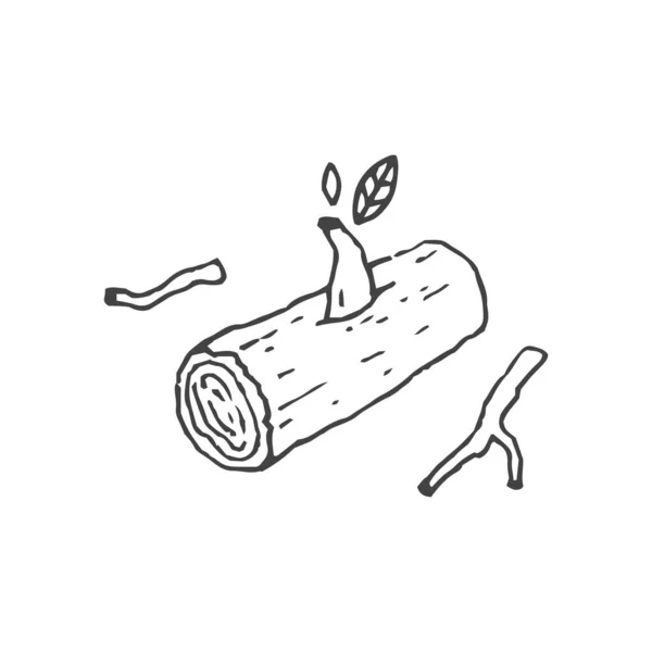 木のロゴ要素 トランク ロゴ要素 クリップ アウトライン 入れ墨 手描き ベクトル要素 — ストックベクタ