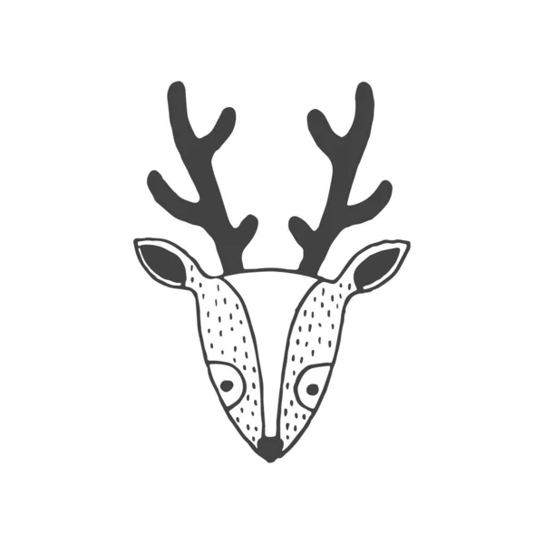 鹿の最小ロゴ要素 かわいい鹿 ロゴ要素 クリップ アウトライン タトゥー 手書き ベクトル要素 — ストックベクタ