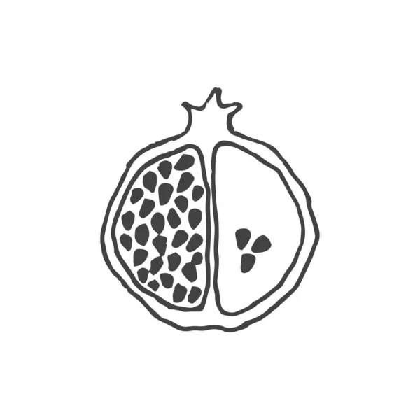 ザクロ最低限のロゴ要素 ザクロ図面 ロゴ要素 クリップ アウトライン タトゥー 手書き ベクトル要素 — ストックベクタ