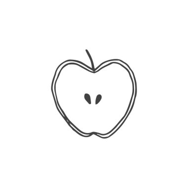 Apple minimal logo ögesi, elma çizimi, logo ögesi, clipart, doğa, dış hat, dövme, el çizimi, çizim, vektör ögesi