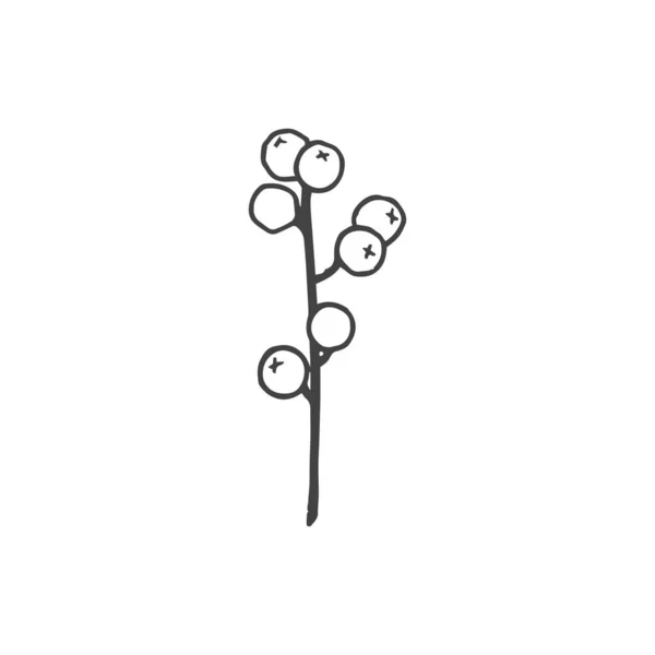 Berry Twig Minimal Logo Element Branch Logo Element Clipart Nature — Stock Vector