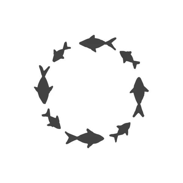 Fiskar Cirkel Logotyp Element Fisk Ritning Logotyp Element Clipart Natur — Stock vektor