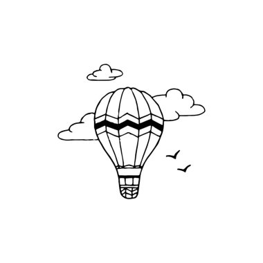 Balon minimumu logo unsuru, balon çizimi, logo unsuru, clipart, doğa, dış hat, dövme, el çizimi, çizim, vektör unsuru