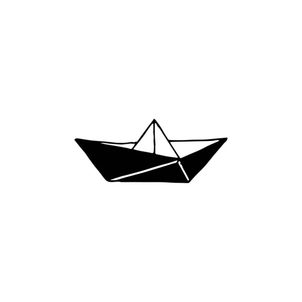 Papper Båt Minimal Logotyp Element Origami Ritning Logotyp Element Clipart — Stock vektor