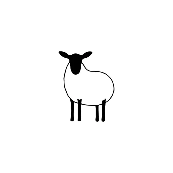 Minimal Schafe Schafzeichnung Lamm Logo Element Cliparts Natur Umriss Tätowierung — Stockvektor
