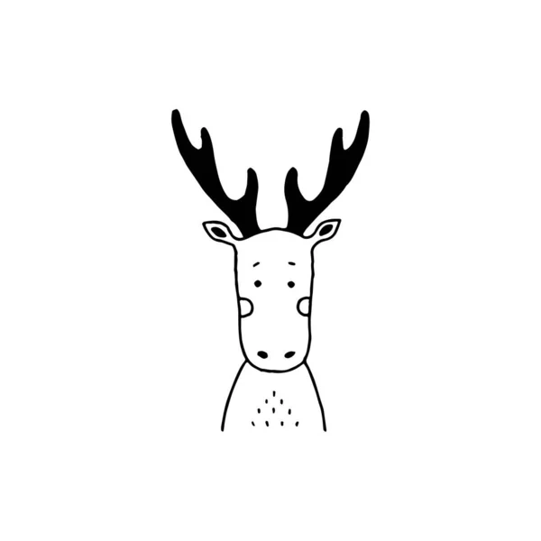Deer Minimal Logo Element Raindeer Drawing Logo Element Clipart Nature — Stock Vector