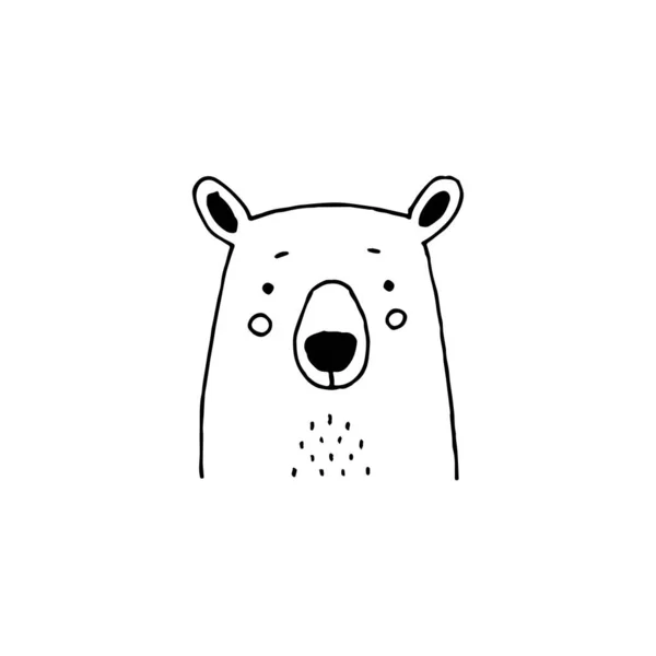 クマ最小限のロゴ要素 クマの図面 ロゴ要素 クリップパート アウトライン タトゥー 手書き ベクトル要素 — ストックベクタ