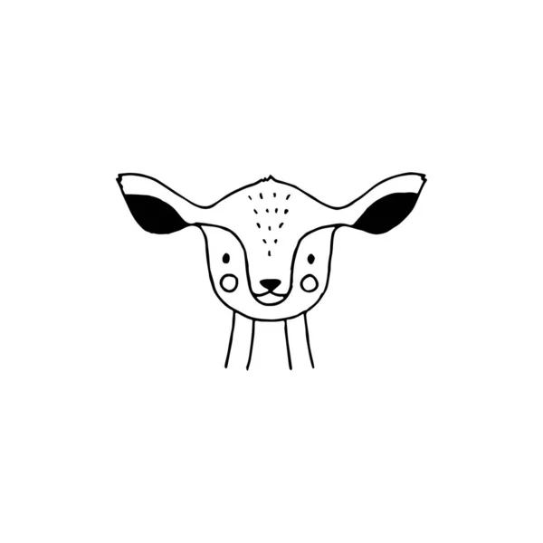 鹿の最低限のロゴ要素 トナカイの図面 ロゴ要素 クリップ アウトライン タトゥー 手書き ベクトル要素 — ストックベクタ