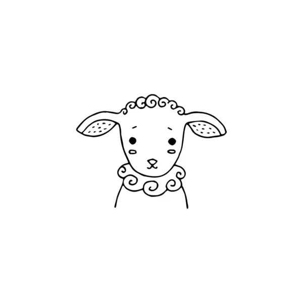 Élément Logo Minimal Agneau Dessin Mouton Élément Logo Clipart Nature — Image vectorielle