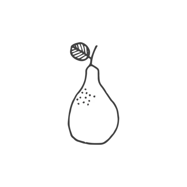 梨の最小ロゴ要素 梨の描画 ロゴ要素 クリップ アウトライン 入れ墨 手書き ベクトル要素 — ストックベクタ