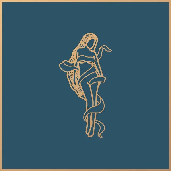 Дизайн Логотипу Небесної Жінки Жіночий Бохо Жінка Езотеричний Астрологія Астрономія — стоковий вектор