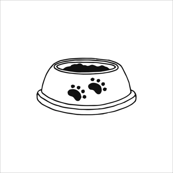 Dog Wood Dog Bowl Hand Drawn Logo Element Doodle Drawing — Stock Vector
