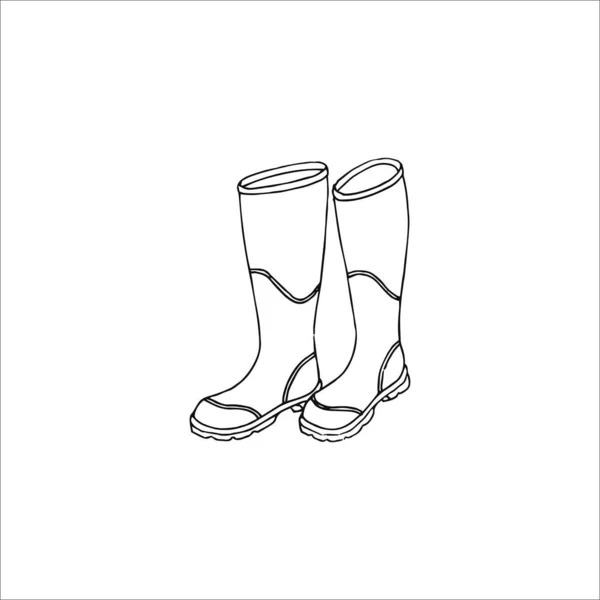 Boty Kresba Gumboots Ilustrace Ručně Kreslené Logo Prvek Čmáranice Kresba — Stockový vektor