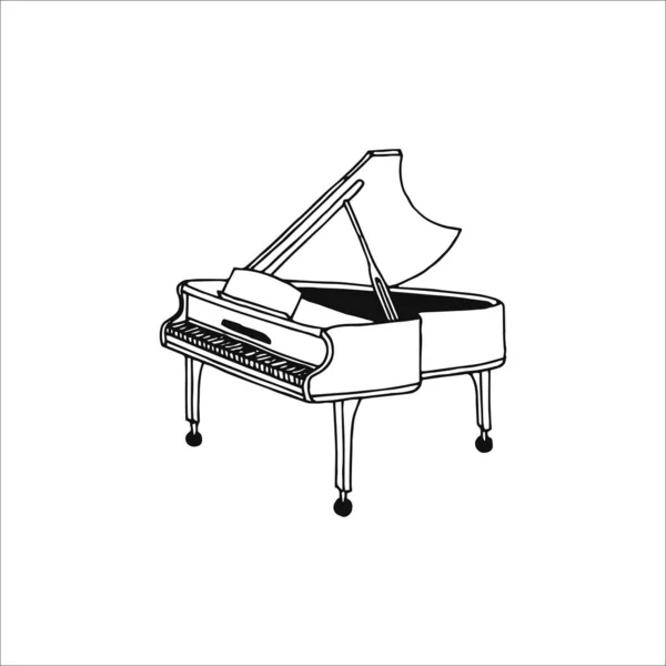 Σχέδιο Πιάνου Piano Doodle Grand Piano Χειροποίητο Στοιχείο Λογότυπου Doodle — Διανυσματικό Αρχείο