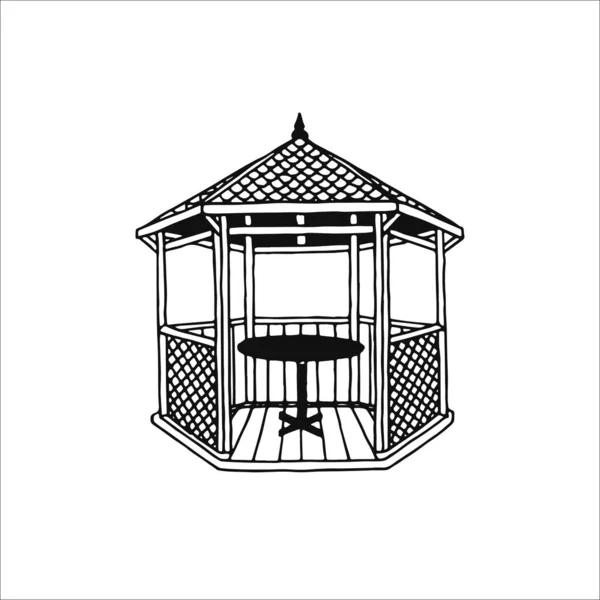 Gazebo Dessin Élément Logo Dessiné Main Gribouillage Dessin Petit Art — Image vectorielle