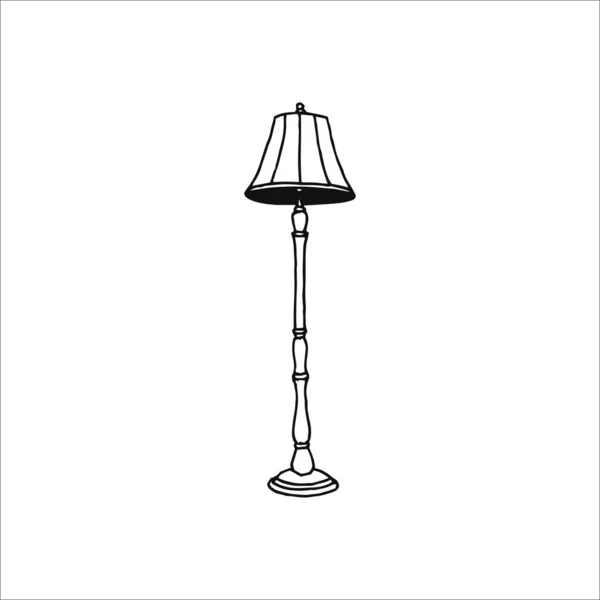 Floor Lamp Drawing Torchere Illustration Hand Drawn Logo Element Doodle — Stock Vector
