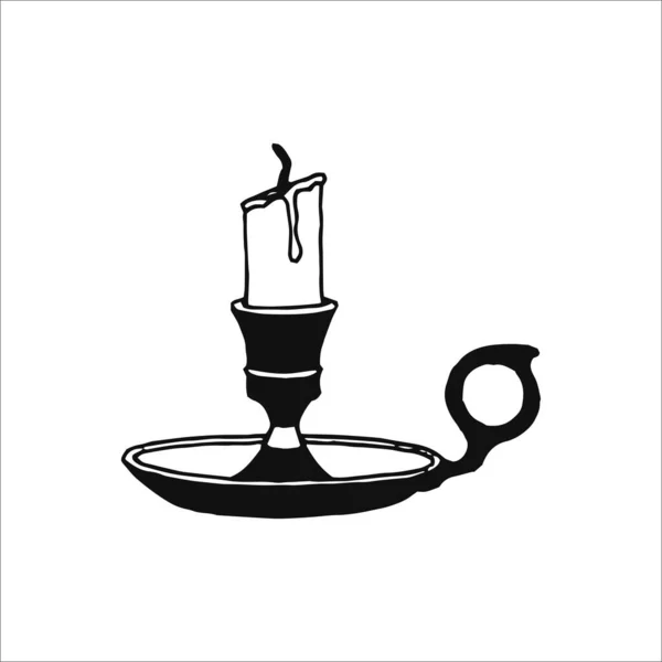 Candle Candlestick Drawing Candle Candlestick Illustration Hand Drawn Logo Element — Stock Vector