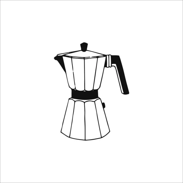 Coffee Maker Drawing Coffee Maker Illustration Hand Drawn Logo Element — Stock Vector