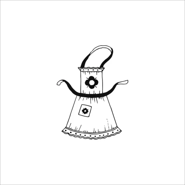 Desenho Avental Contornando Ilustração Elemento Logotipo Desenhado Mão Doodle Puxando — Vetor de Stock