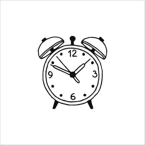 Старые Часы Рисунок Будильник Иллюстрация Ручной Рисунок Элемент Логотипа Каракули — стоковый вектор