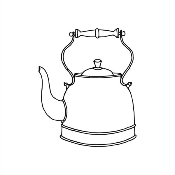 Teapot Drawing Kettle Illustration Hand Drawn Logo Element Doodle Drawing — Stock Vector
