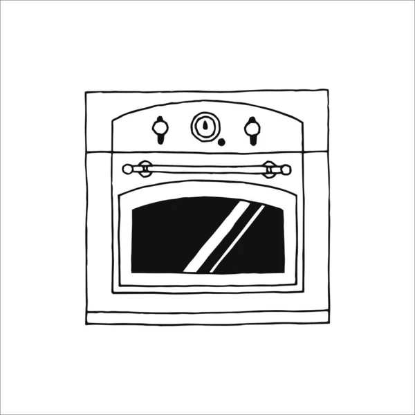 Disegno Del Forno Illustrazione Del Forno Elemento Logo Disegnato Mano — Vettoriale Stock