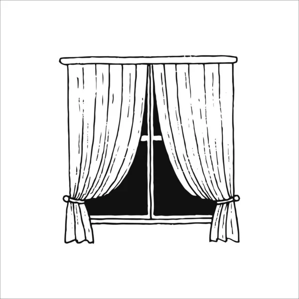 Dessin Fenêtre Illustration Fenêtre Élément Logo Dessiné Main Gribouillage Dessin — Image vectorielle
