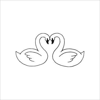 Swan heart illustration, Swans love, Wedding design element, Handdrawn element, Clipart, Drawing, Illustration 