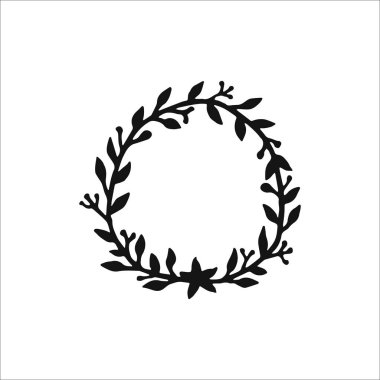 Floral wreath, Round botanical element, Wedding design element, Handdrawn element, Clipart, Drawing, Illustration 