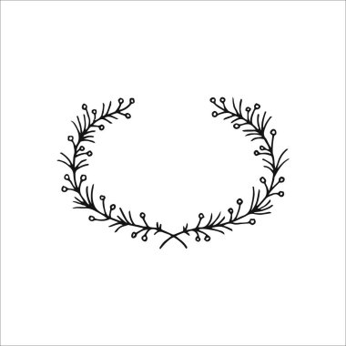 Floral wreath, Round botanical element, Wedding design element, Handdrawn element, Clipart, Drawing, Illustration 