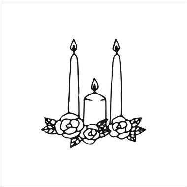Mum çizimi, Mum çizimi, Düğün tasarımı ögesi, El çizimi ögesi, Clipart, Çizim, İllüstrasyon 