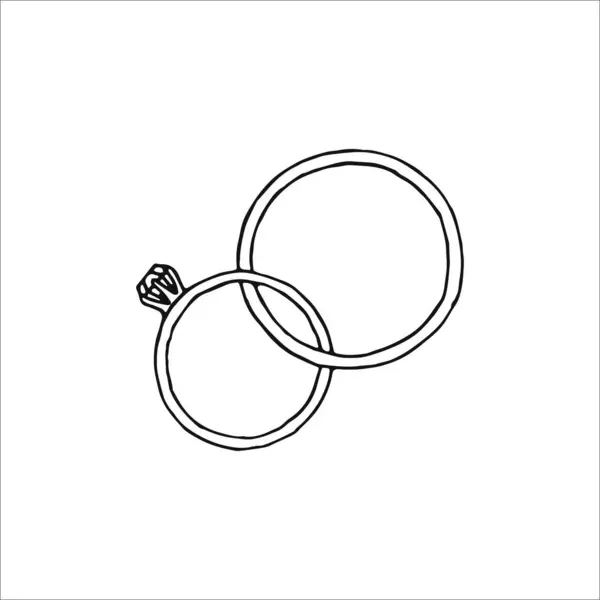 Anéis Casamento Anéis Ilustração Elemento Design Casamento Elemento Desenhado Mão — Vetor de Stock