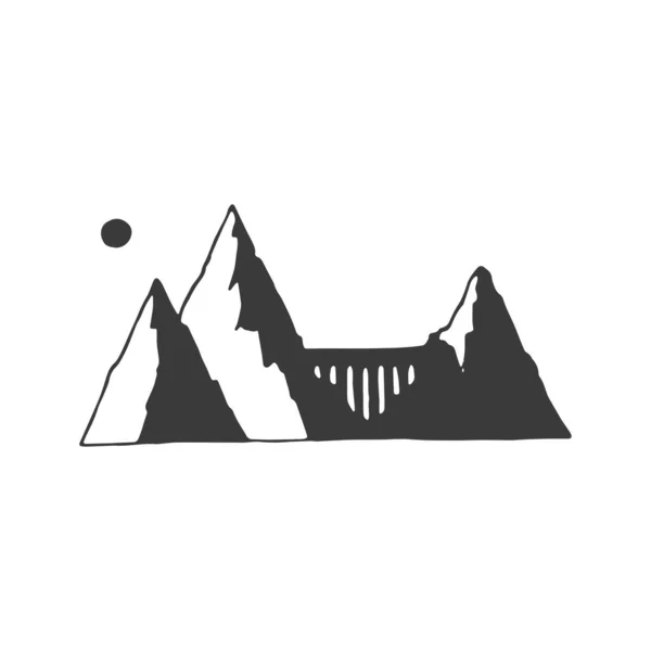 Desenho Montanha Pico Ilustração Desenho Montagem Elemento Desenhado Mão Expedição — Vetor de Stock