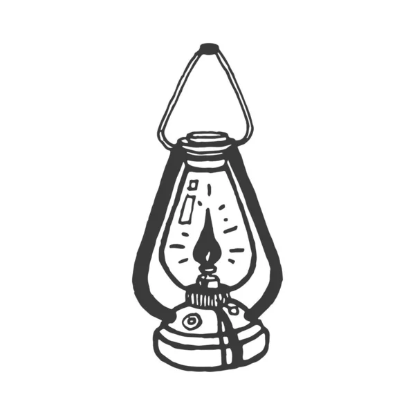 Газовая Лампа Иллюстрация Рисунок Лампы Путешествия Ручной Элемент Экспедиция Приключения — стоковый вектор