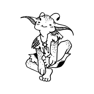 El yapımı sihirli yaratık, sihirli hayvan çizimi, vektör çizimi, fantezi yaratığı.