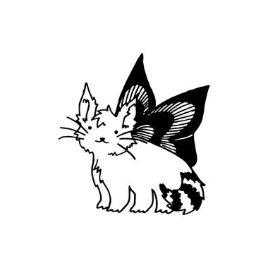 El yapımı sihirli yaratık, sihirli hayvan çizimi, vektör çizimi, fantezi yaratığı.