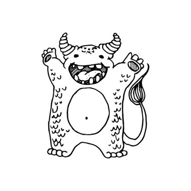 El yapımı sihirli yaratık, sihirli hayvan çizimi, vektör çizimi, fantezi yaratığı.