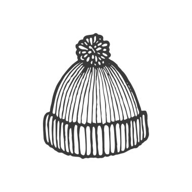 Örgü şapka çizimi, kış şapkası çizimi, el yapımı macera öğesi, çizim, dövme.