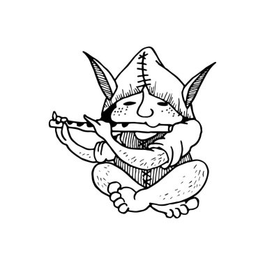 El yapımı sihirli yaratık, sihirli hayvan çizimi, vektör çizimi, fantezi yaratığı.