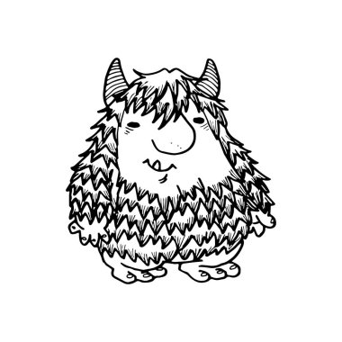 El yapımı sihirli yaratık, sihirli hayvan çizimi, vektör çizimi, fantezi yaratığı.