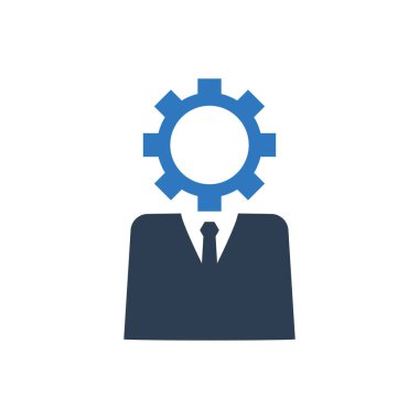 Çalışanların yönetim simgesi - iş adamı dişli simgesi