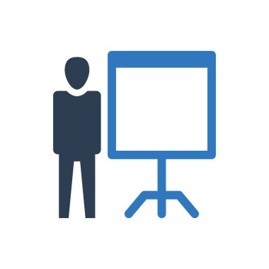 Sunum kurulu ve iş adamı simgesi