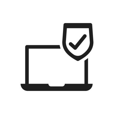 Koruyucu kalkan simgesi sembollü dizüstü bilgisayar