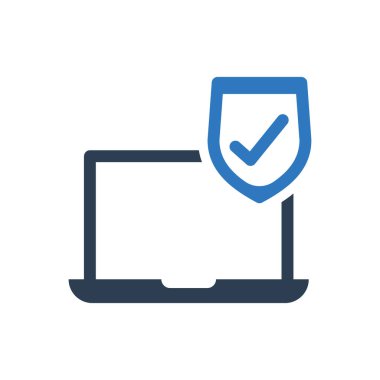 Koruyucu kalkan simgesi sembollü dizüstü bilgisayar