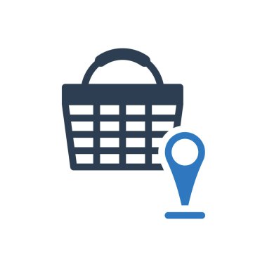 süpermarket konumu simgesi - Sepet ve harita pin sembolü