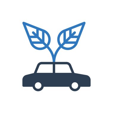 yeşil araba simgesi - elektrikli araba simgesi - yenilenebilir araba simgesi