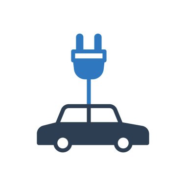 elektrikli araba - şarj edilen araba simgesi