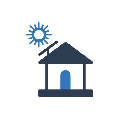 Güneş paneli ev simgesi simgesi