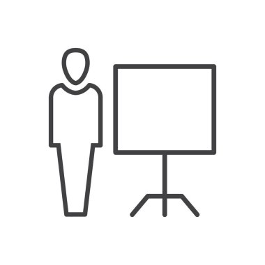 Sunum kurulu ve iş adamı simgesi