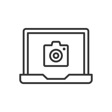 Kamera simgesi olan dizüstü bilgisayar İmza Sembolü 